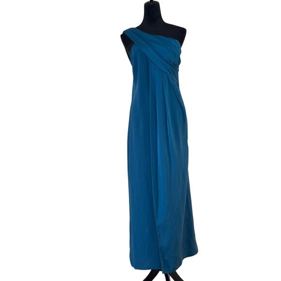 Rachel Zoe Dresses & Skirts - Rachel Zoe Draped Turquoise On Shoulder Kareen Gown Sz 8